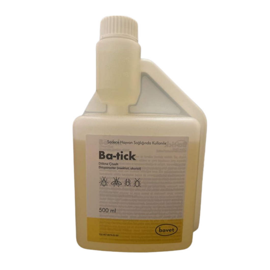 Ba-Tick 500 ml - action in treating Varroasis, ticks,mites (scabies), bee, cattle, sheep and dogs