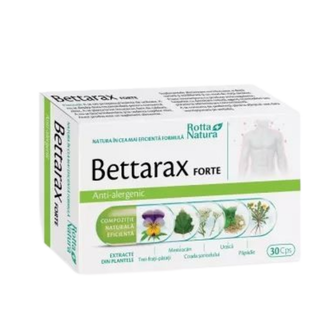 Bettarax Forte, 30 capsules, Rotta Natura, allergies, immunity, respiratory tract, skin conditions, allergic bronchitis and rhinitis, sinusitis