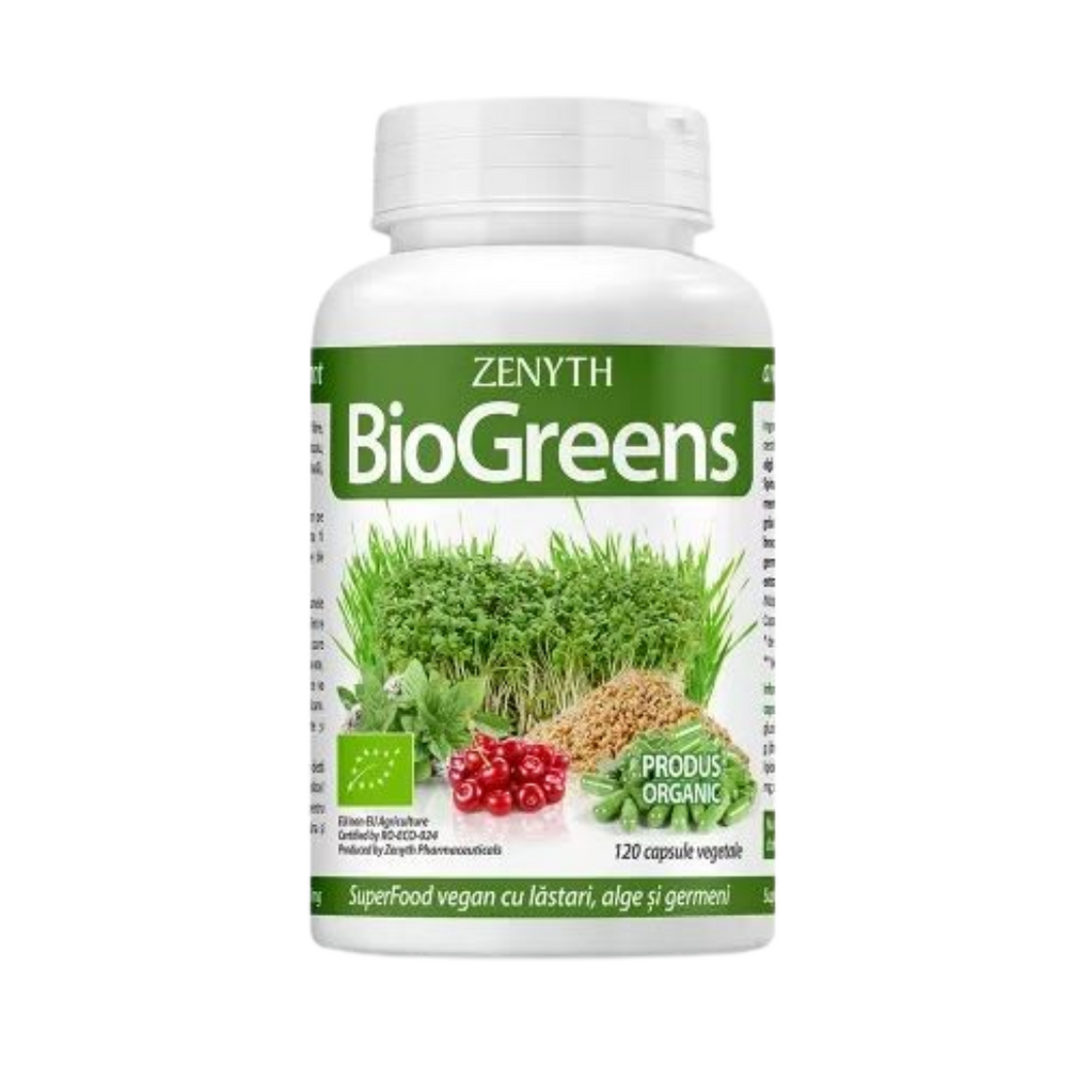 BioGreens SuperFood Organic with sprouts, algae and shoots, 120 capsules, Zenyth