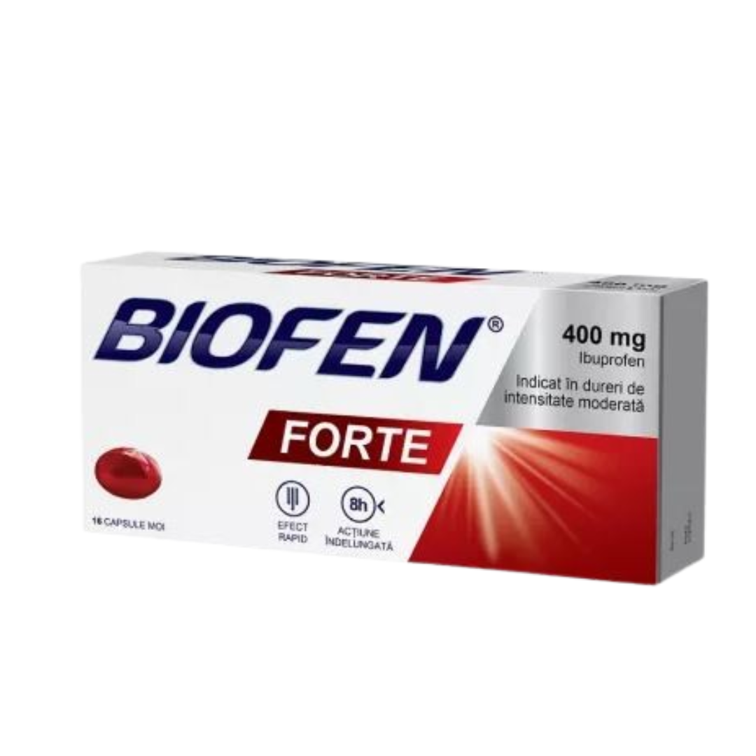 Biofen Biofen Forte, 400 mg, 16 soft capsules, migraine, back pain, muscle pa ...