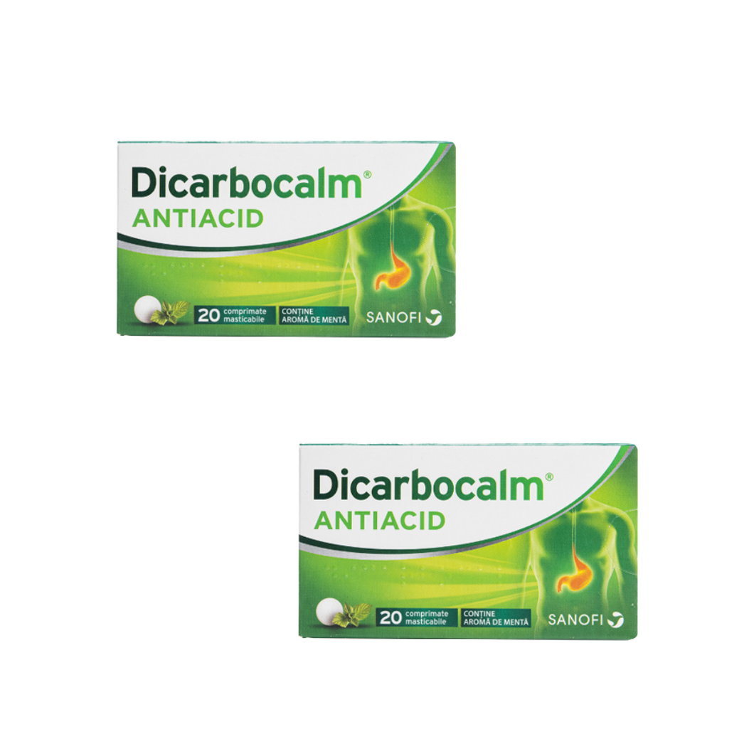 Dicarbocalm Antacid, 20 chewable tablets