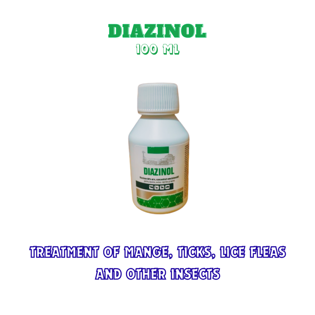 DIAZINOL - Treatment of mange, ticks, lice fleas and other insects -SIMILAR TO SCABATOX/TAKTIC 100 ml