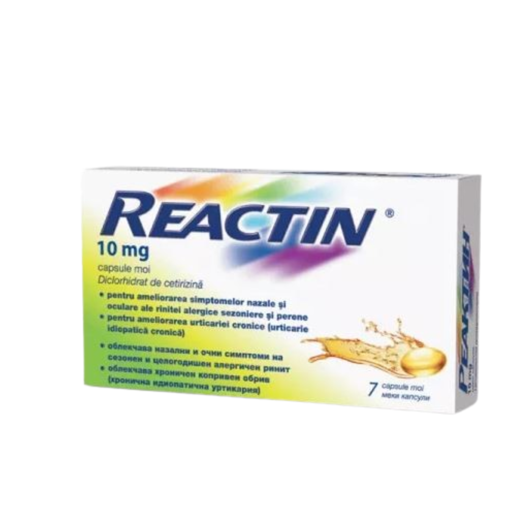 Reactin, 10 mg, 7 capsules, relieve nasal and ocular symptoms of seaso ...