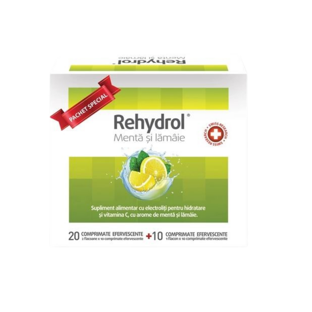 Rehydration salts with mint and lemon Rehydrol, 20 + 10 effervescent tablets